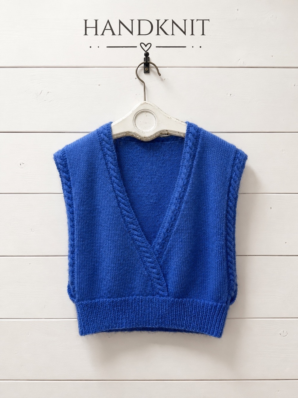 Handmade Blue Fuzzy Knit Sweater – Estimated Size S